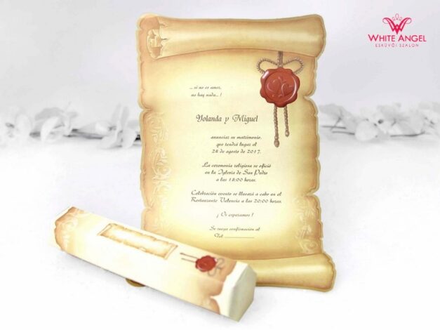 Pergamen papír esküvői meghívó - White Angel Esküvői Szalon