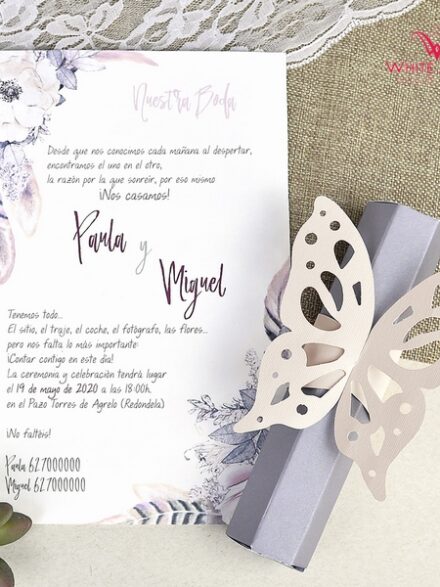 Pillangós dobozos esküvői meghívó