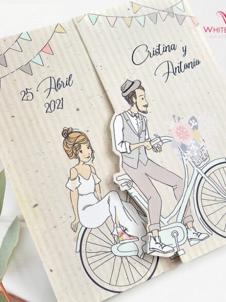Biciklis esküvői meghívó