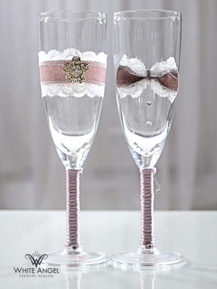 Esküvői strasszos pezsgős pohár